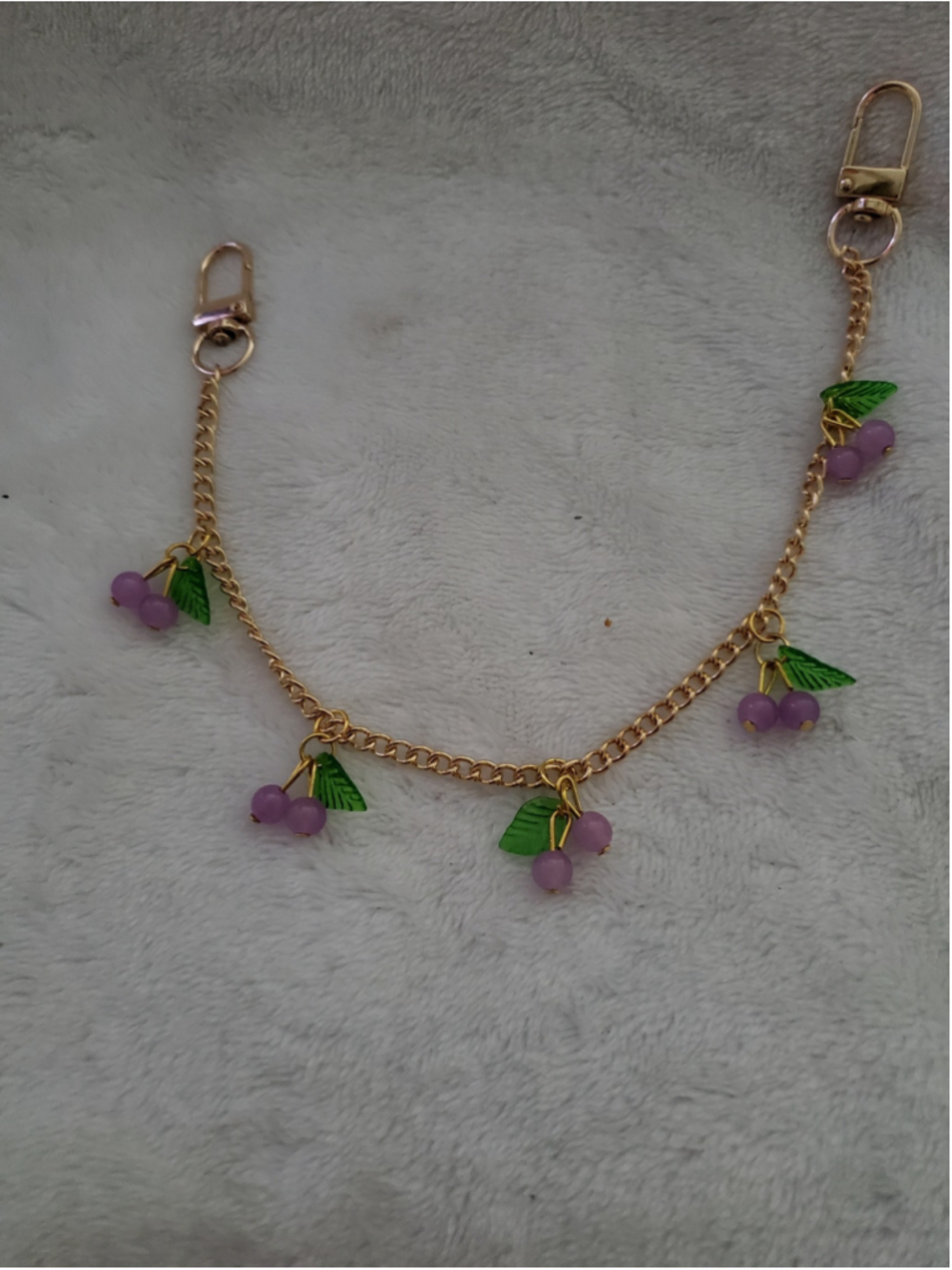 Purple Cherry and gold chain Handbag Charms